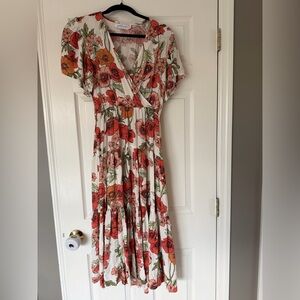 Petal & Pup Women’s Floral Midi Dress, Sz M, Floral, Feminine, Floral, Wedding
